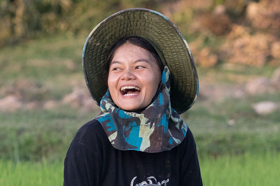 rice planter laughing